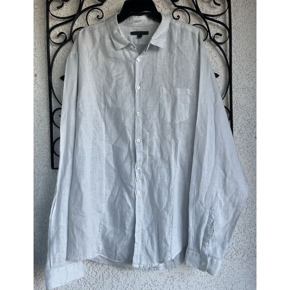 John Varvatos Linen Collard Button Up Shirt - Size 2X - Light Blue - Picture 1 of 11